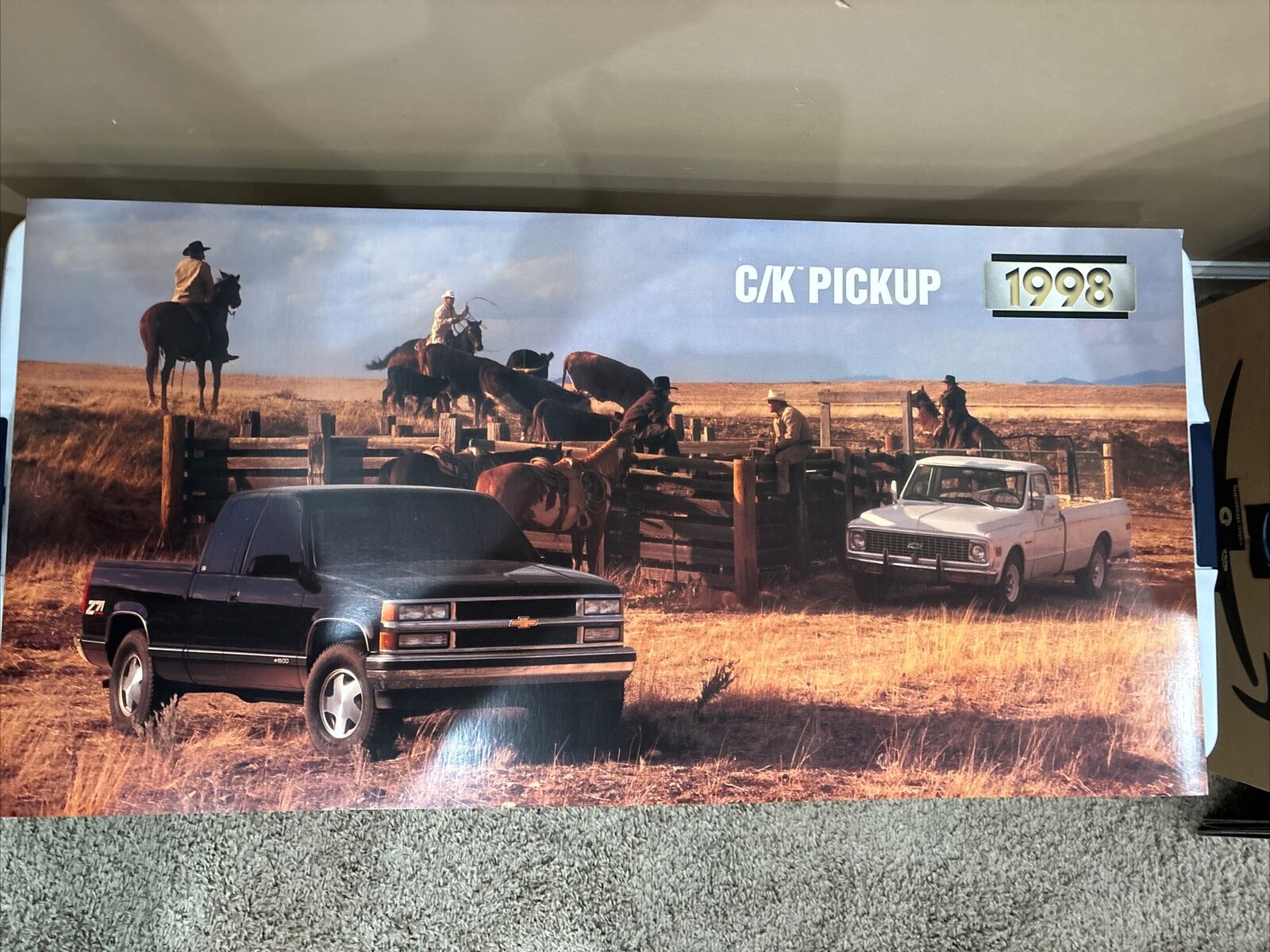 1998 Chevy Truck Dealership Poster 34x17 With 1971 Chevy Truck Or 1972 Truck