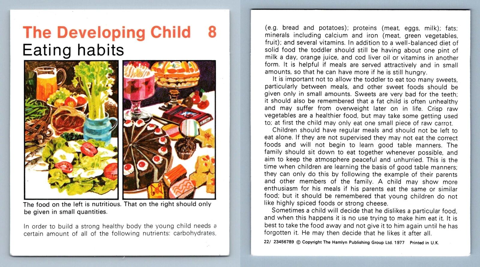 Eating Habits #8 Developing - Home Medical Guide 1975-8 Hamlyn Card
