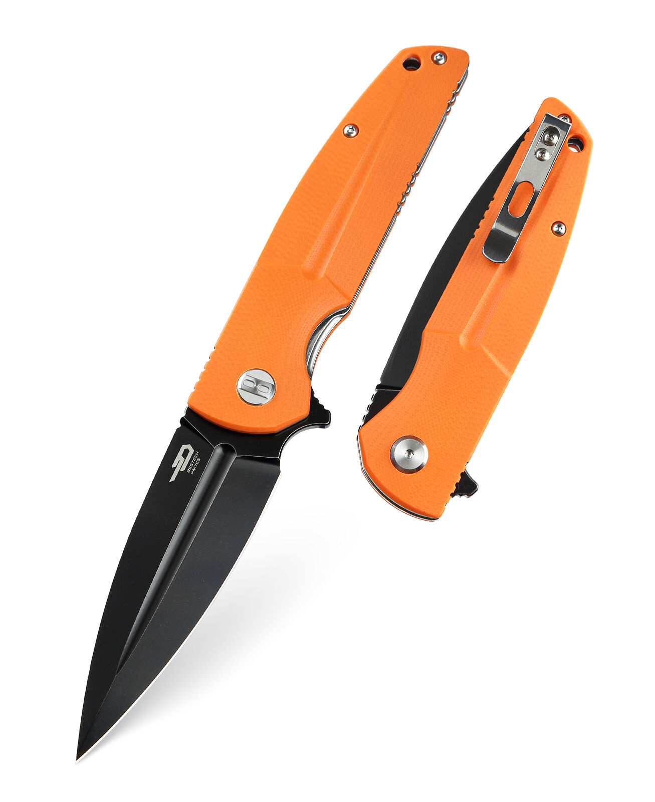 Bestech Fin Folding Knife Orange G10 Handle 14C28N Plain Edge BG34B-3