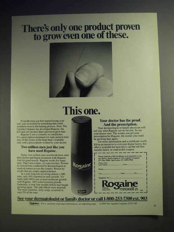 1990 Rogaine Hair Loss Treatment Ad - Product Proven
