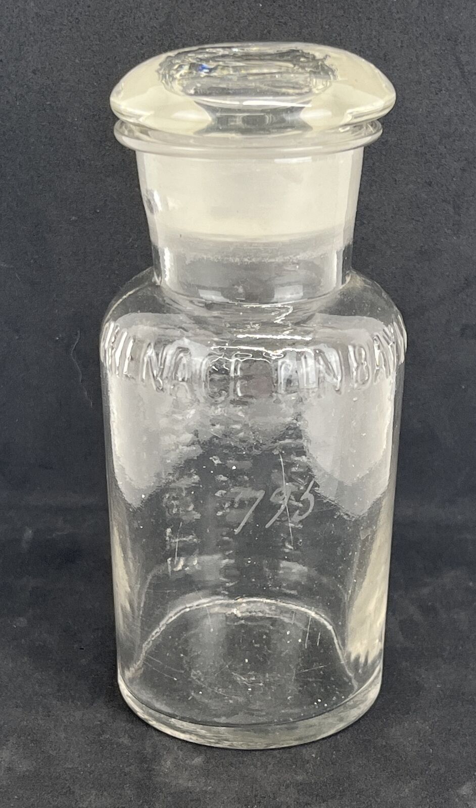 Vintage FR Bayer Company Glass Bottle 5” Tall W/ added glass stopper Phenacetin