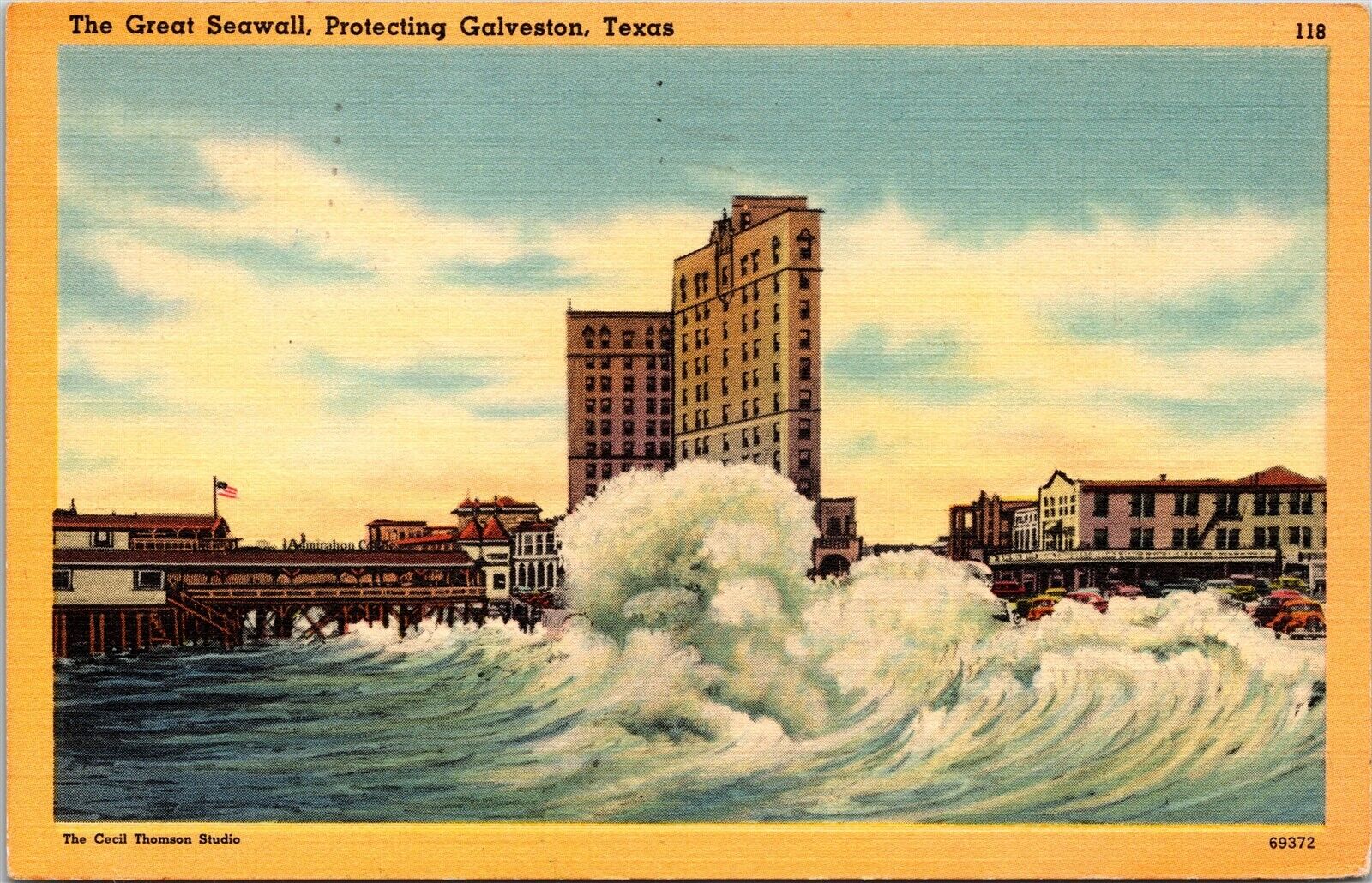 The Great Seawall Protecting Galveston Texas TX c1941 Postcard