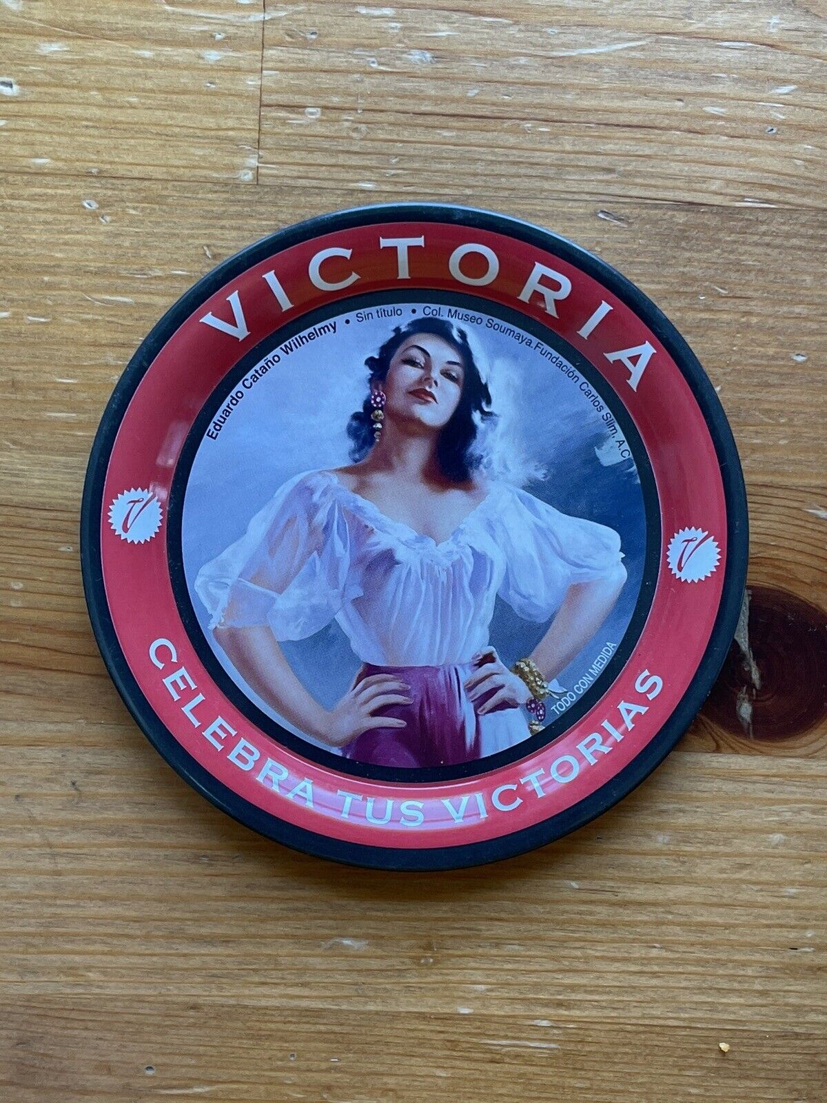 Victoria Beer 150 Years Celebration Beautiful Mexican Lady Tin Coaster