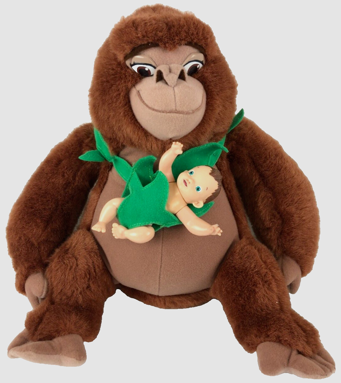 1998 Mattel Disney Kala Heartbeat Monkey Ape Tarzan With Baby Working Plush