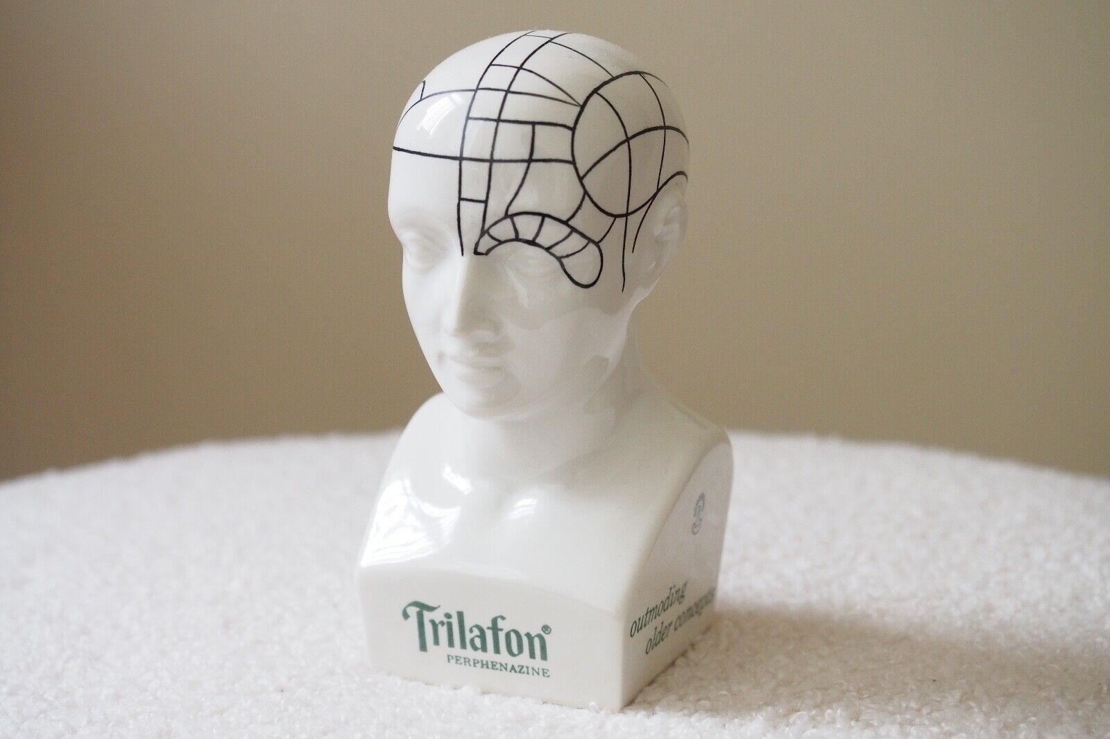 Vintage Porcelain Schering Trilafon Full-Range Tranquilizer Bust Phrenology Head