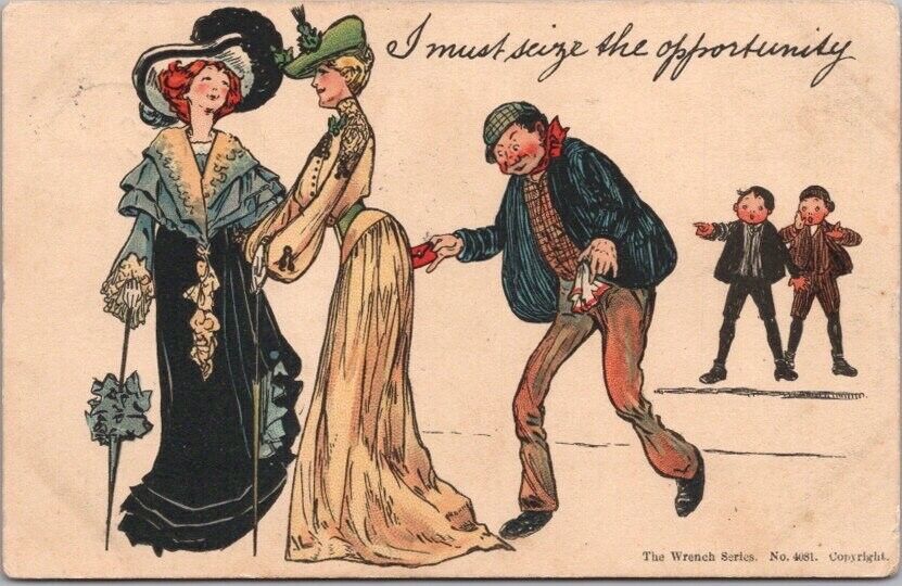 Vintage 1904 Comic Greetings Postcard 