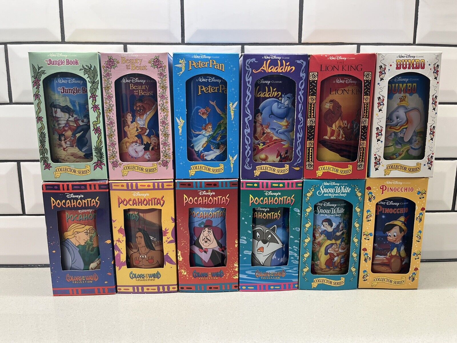 1994 Burger King Walt Disney Classic & Pocahontas Collector Series Glasses/ Cups