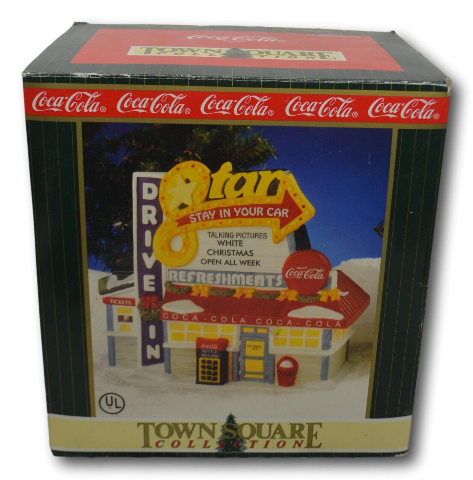 Coca Cola Town Square Collection Star Drive In Light Up Christmas Building - NIB