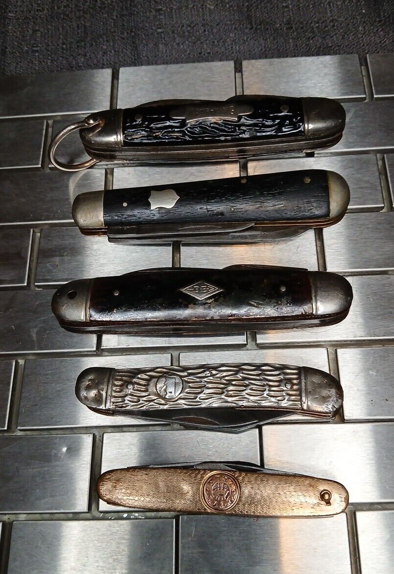Grandpa's  Vintage Collection Of Pocket Knives Imperial Van Camp King Lot of 5