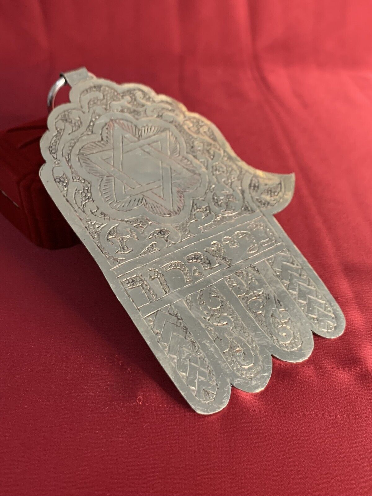 Rare Ancient Antique Moroccan Double Judaica Hamsa Silver Large Pendant Amulet