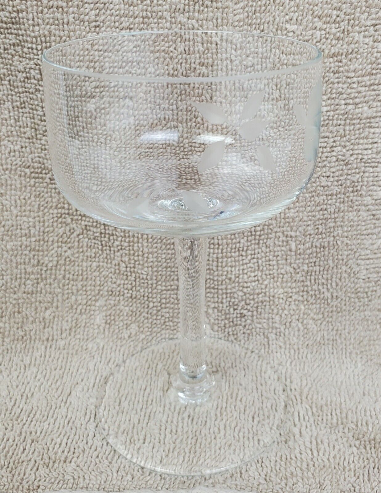 Vintage Crystal Etched Flower Small Wine Glasses - Set of 12