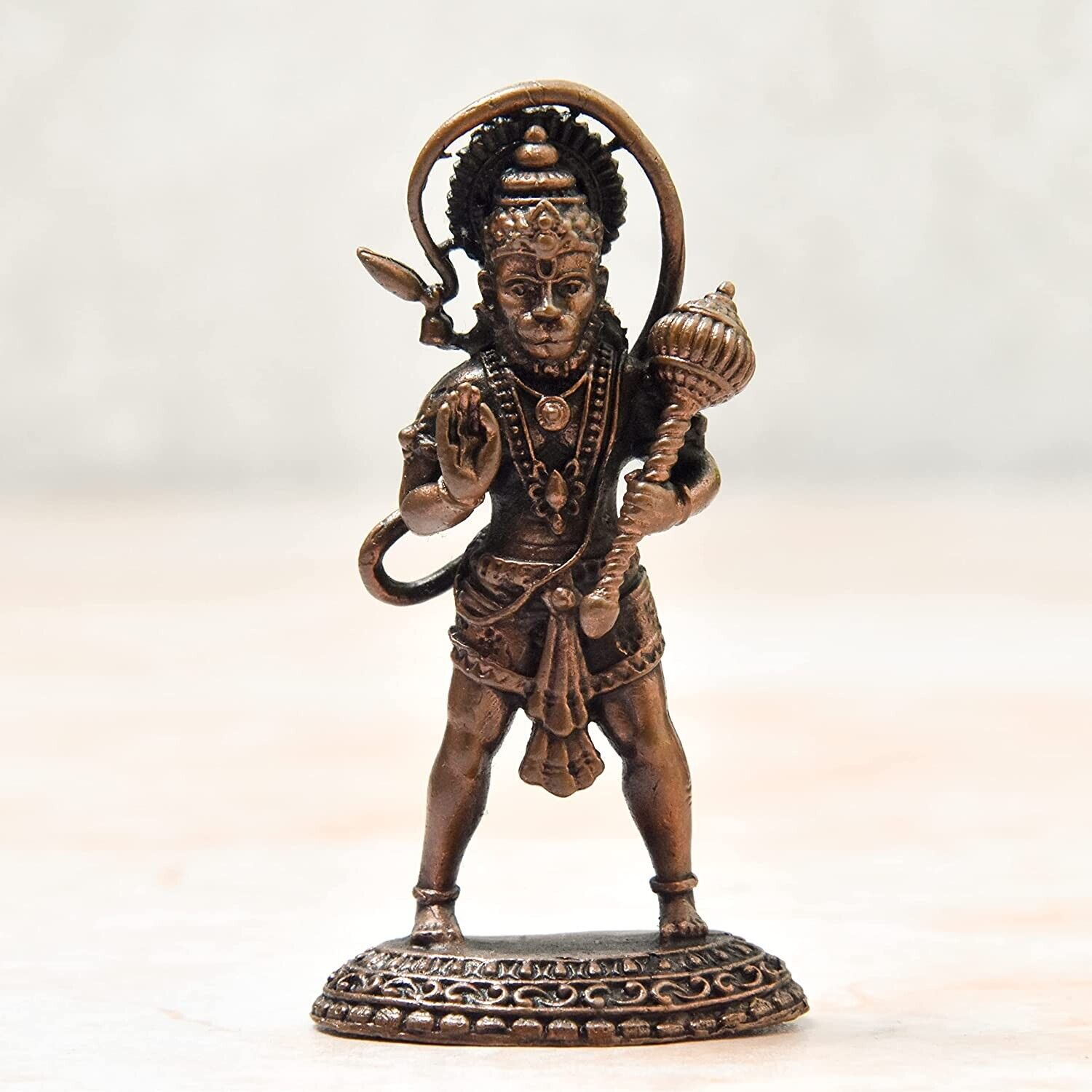 Copper Handmade Hanuman ji Bajrangbali Idol Statue Murti Patina Antique Finish