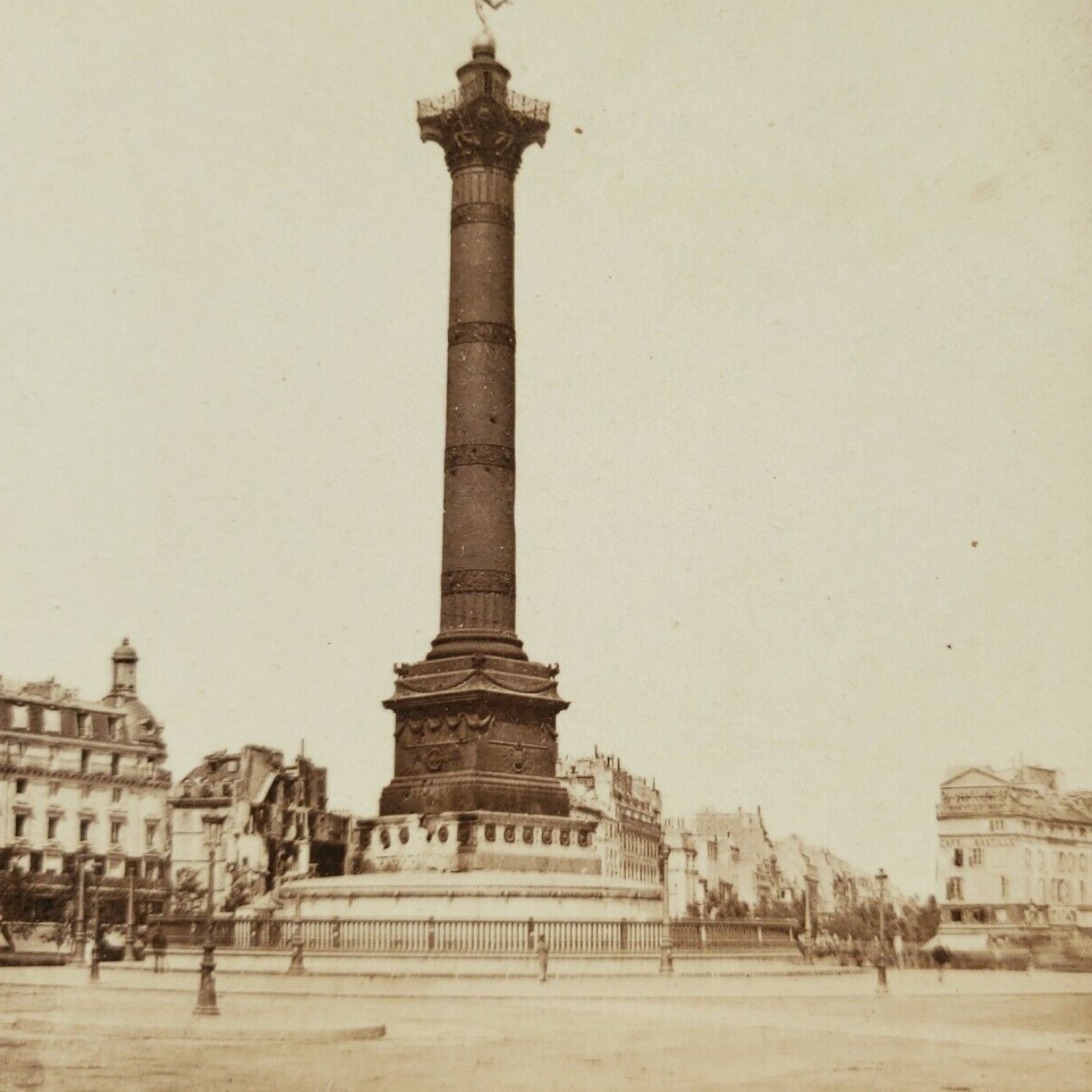July Column Paris Street Stereoview c1870 French Antique France Photo FR B1726