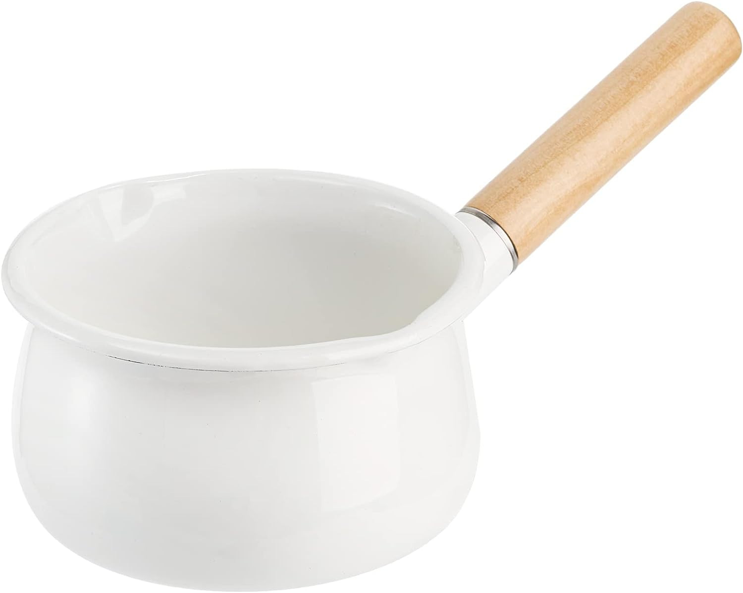 1 Quart Enamel Milk Pan with Dual Pour Spout Small Enamel on Steel Saucepan Milk