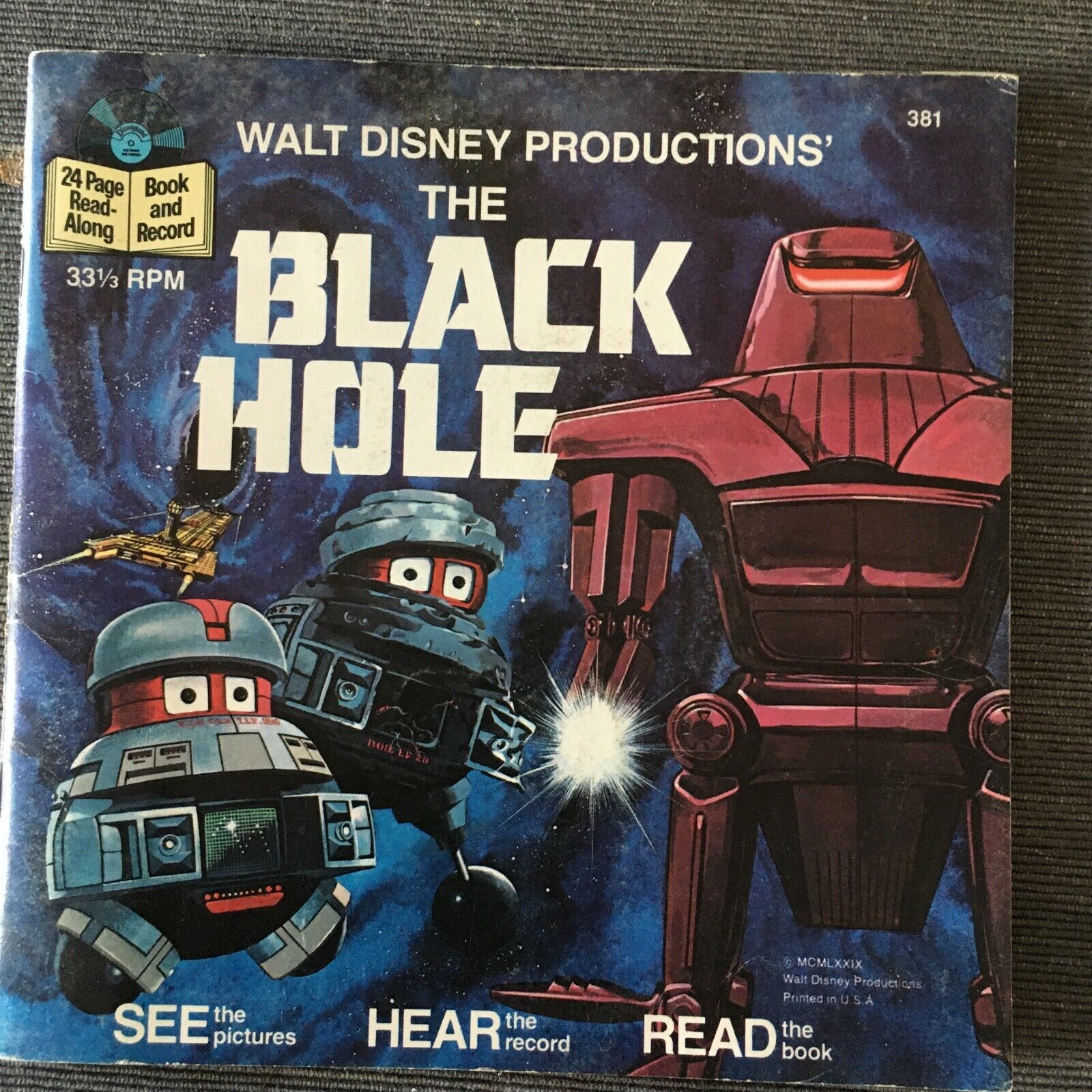 1979 Walt Disney The Black Hole Read-Along Book Record Disneyland 33 rpm 7\