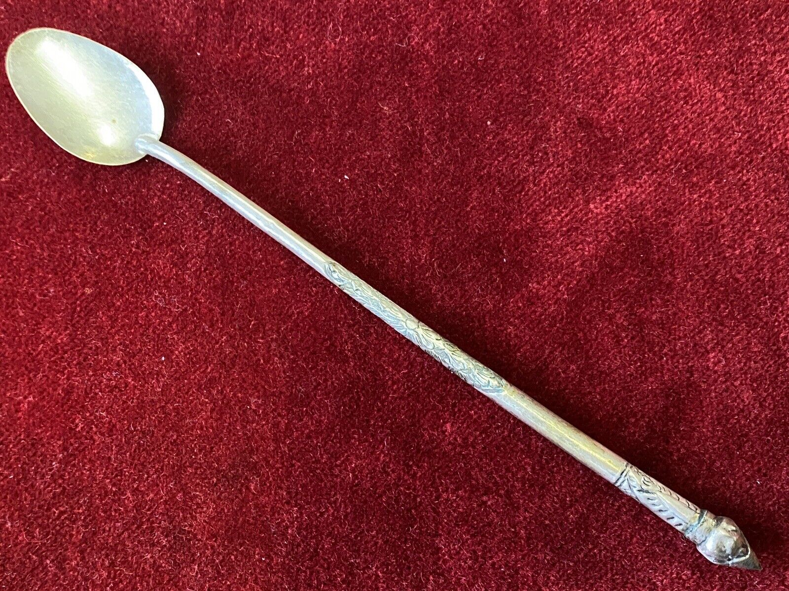 Antique Greek Orthodox Religious Spoon Ointment Baptism Silver Anointing Point