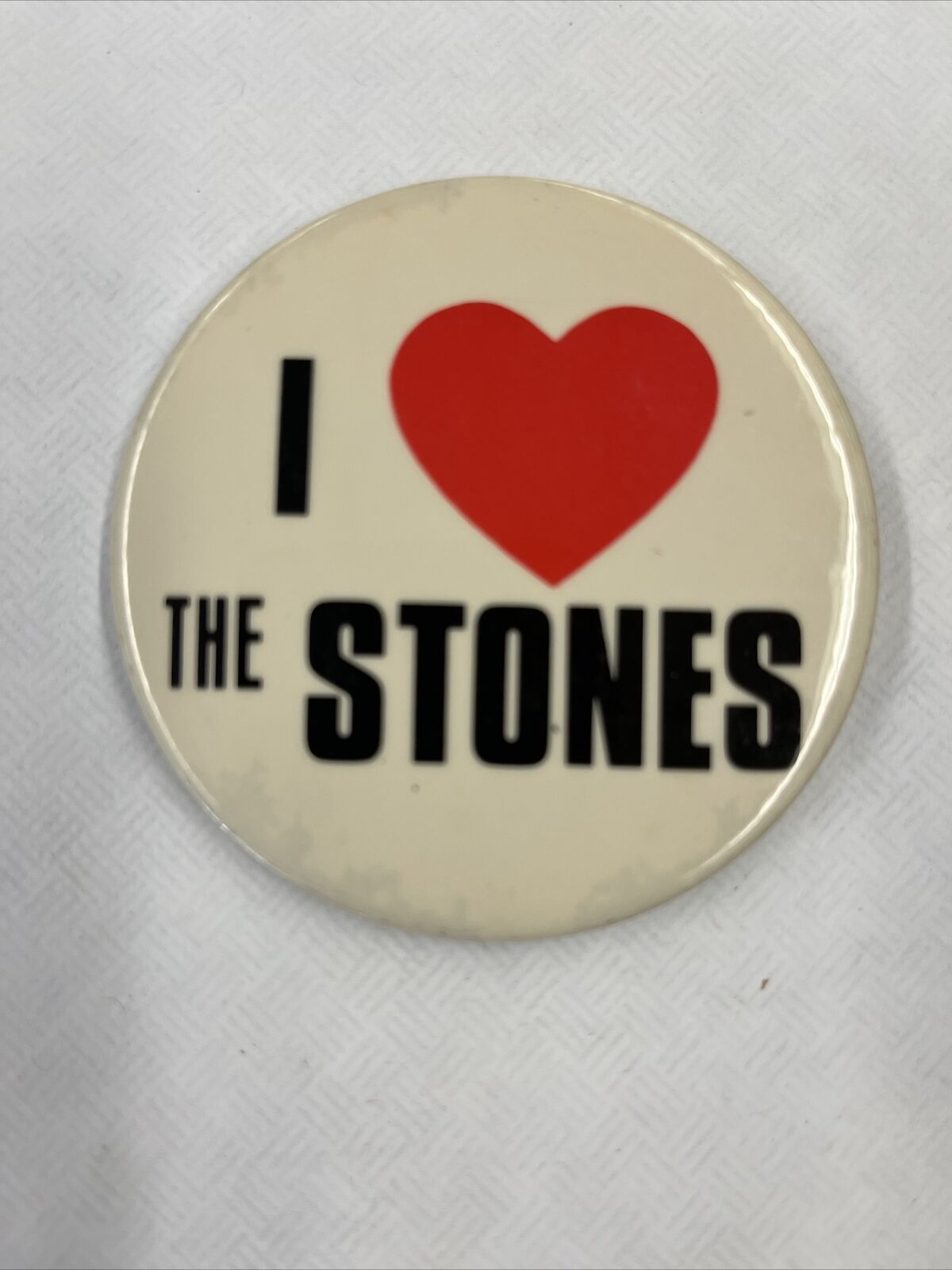 I Love The Stones Vintage 1980s Pinback Button