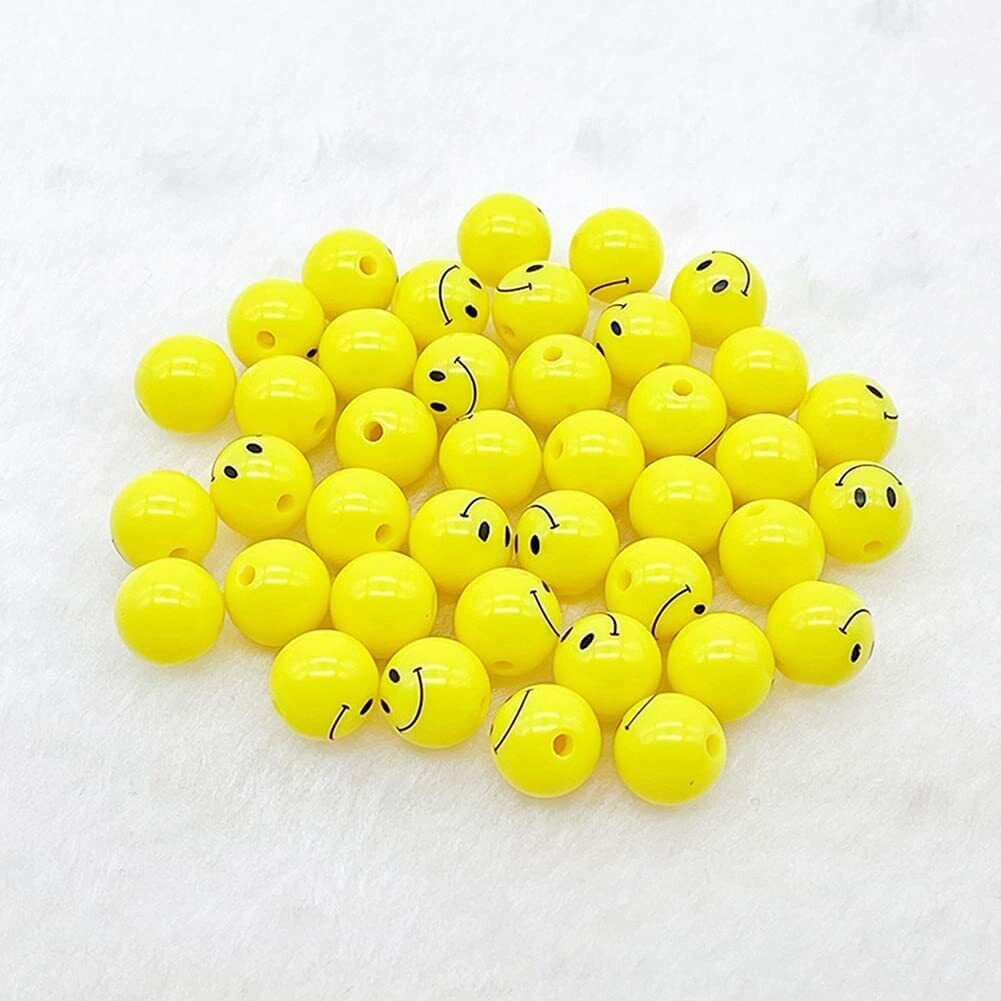20 Smiley Face Beads Yellow Happy FaceJewelry Supplies Emoji Jewelry 8mm *