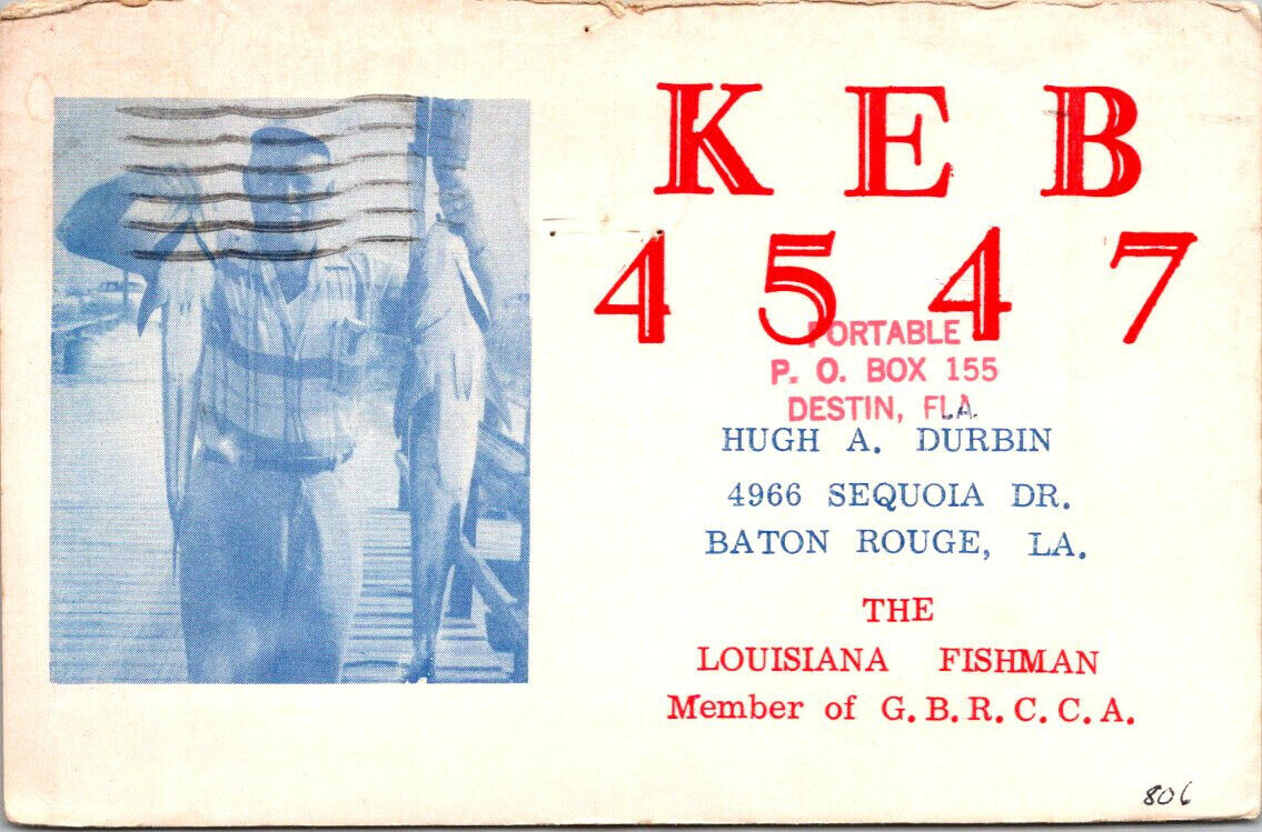 Vtg Ham Radio CB Amateur QSL QSO Card Postcard Baton Rouge Louisiana 1964