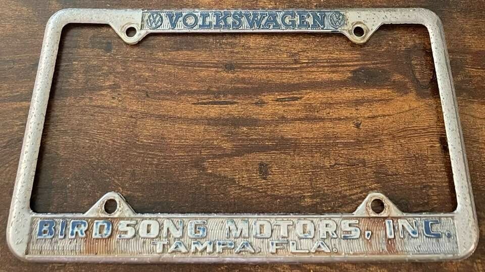 Vintage Volkswagen Dealership Booster License Plate Frame Birdsong Motors Tampa