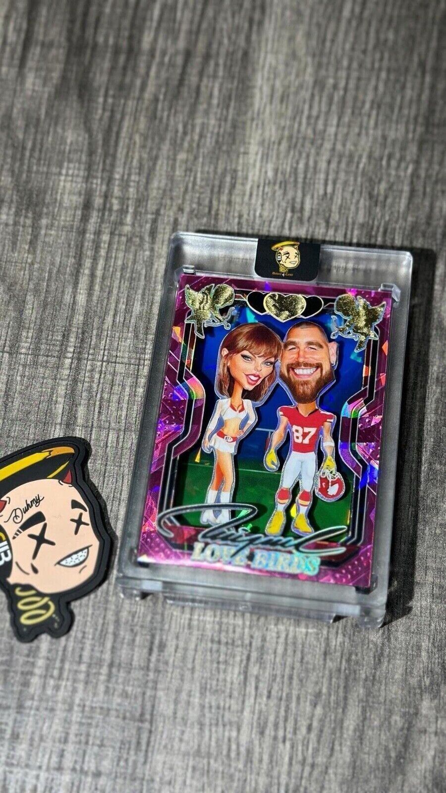 Crazy Caricatures Custom 3-D Trading Card Taylor Swift & Travis Kelce 1 of 1