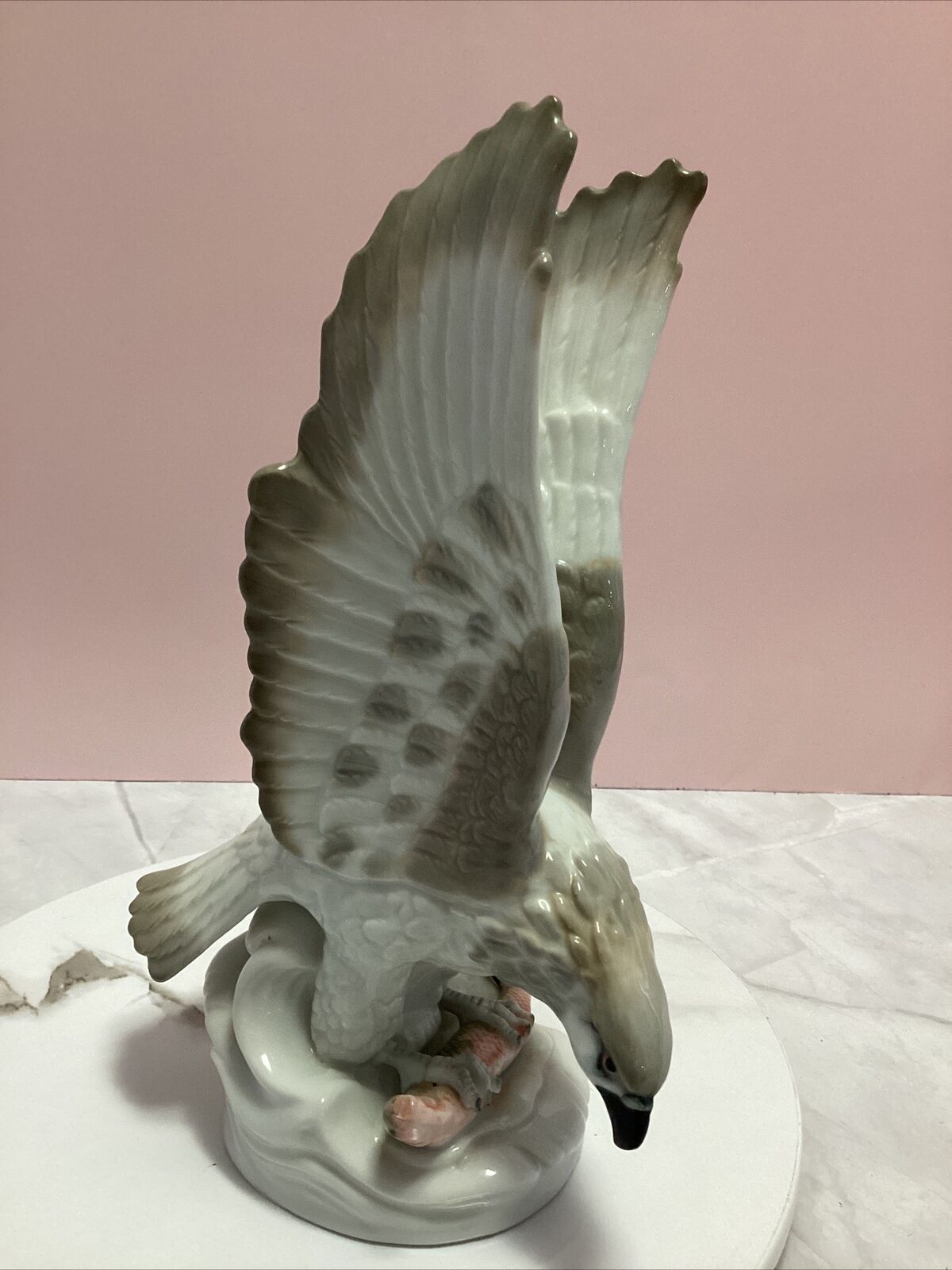 1974 Seymour Mann Museo 1st Edition Signed Porcelain Bird Fish Eagle Figurine