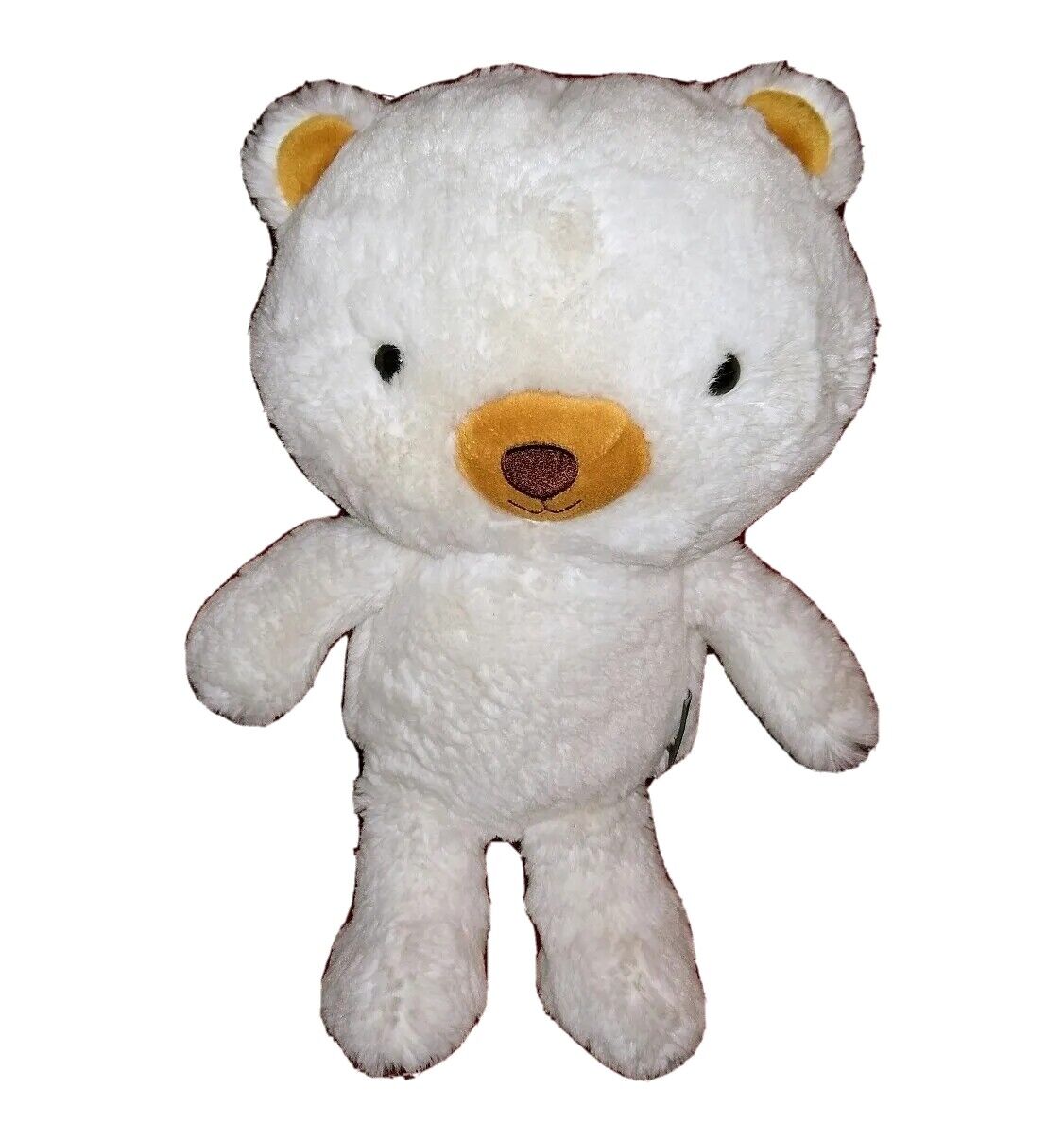 Hallmark TEDDY BEAR White Soft Fur 14in Plush Brown Muzzle Foot Pads Inner Ears