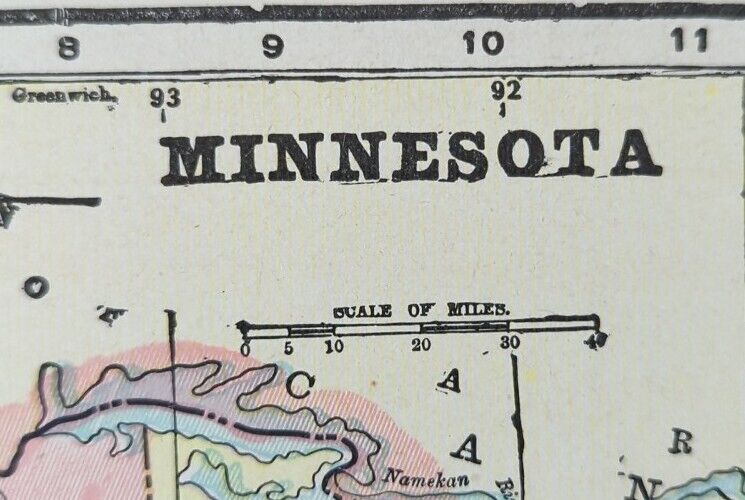 Vintage 1900 MINNESOTA Map 11\