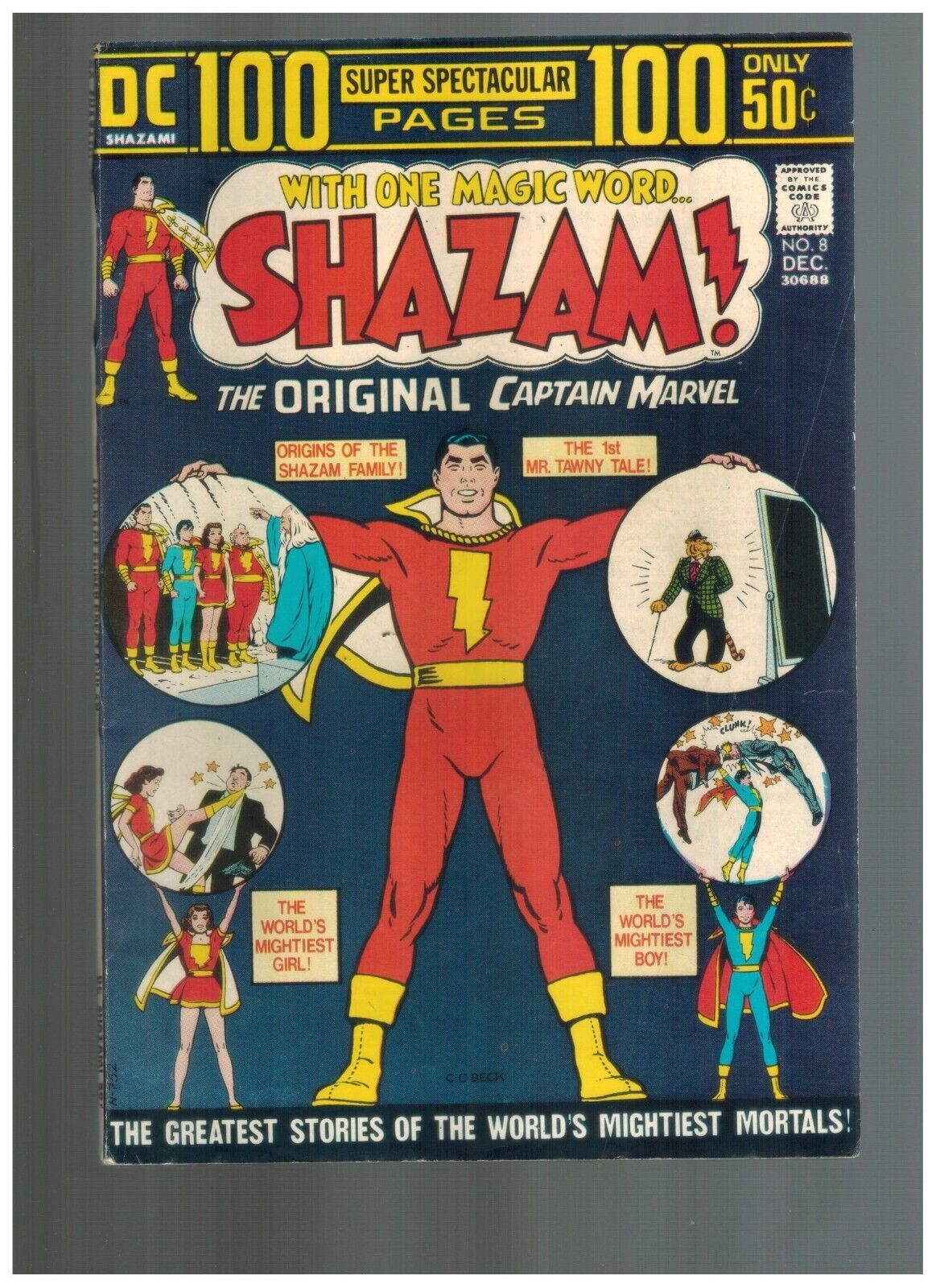 SHAZAM  8    100 pg Giant reprints 1st Black Adam, Mary Marvel, Jr Fine 1973 DC