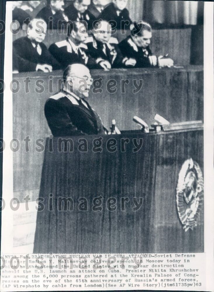1963 Wire Photo Soviet Defense Minister Rodion Malinovsky Gives Speech Moscow