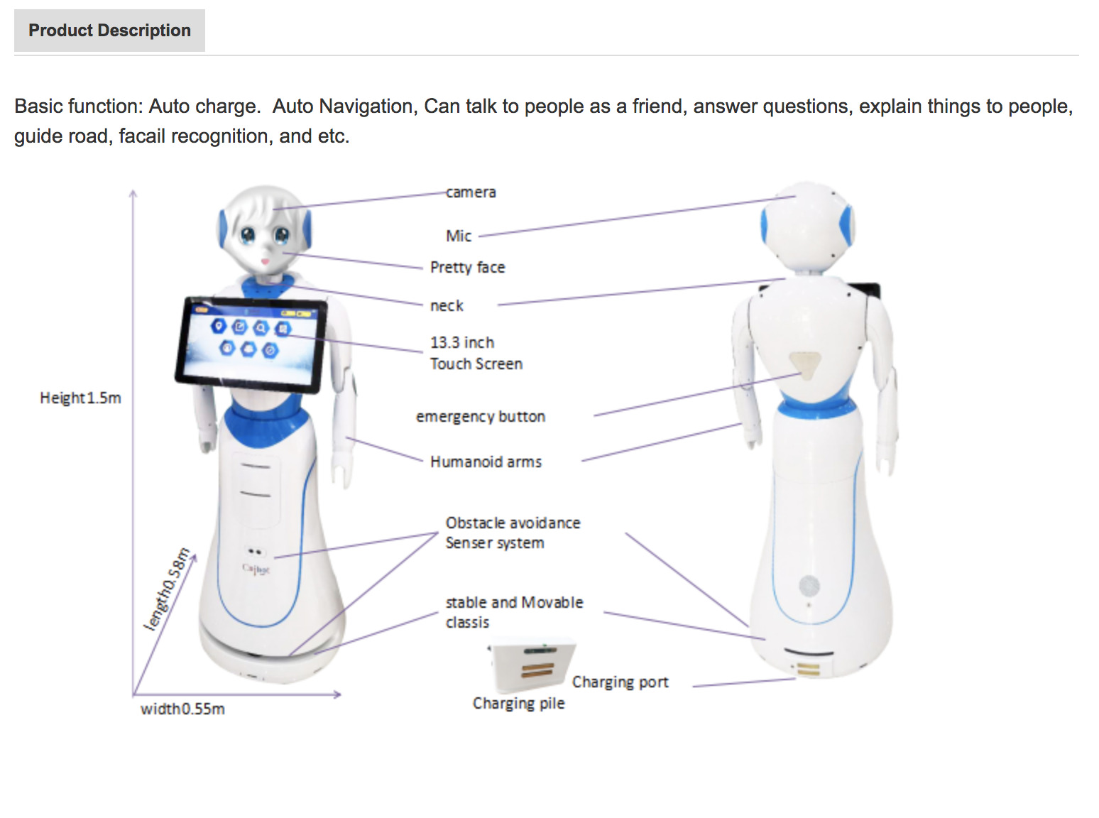 Robot Consultant Intelligent Humanoid Smart Service Reception Face Recognition