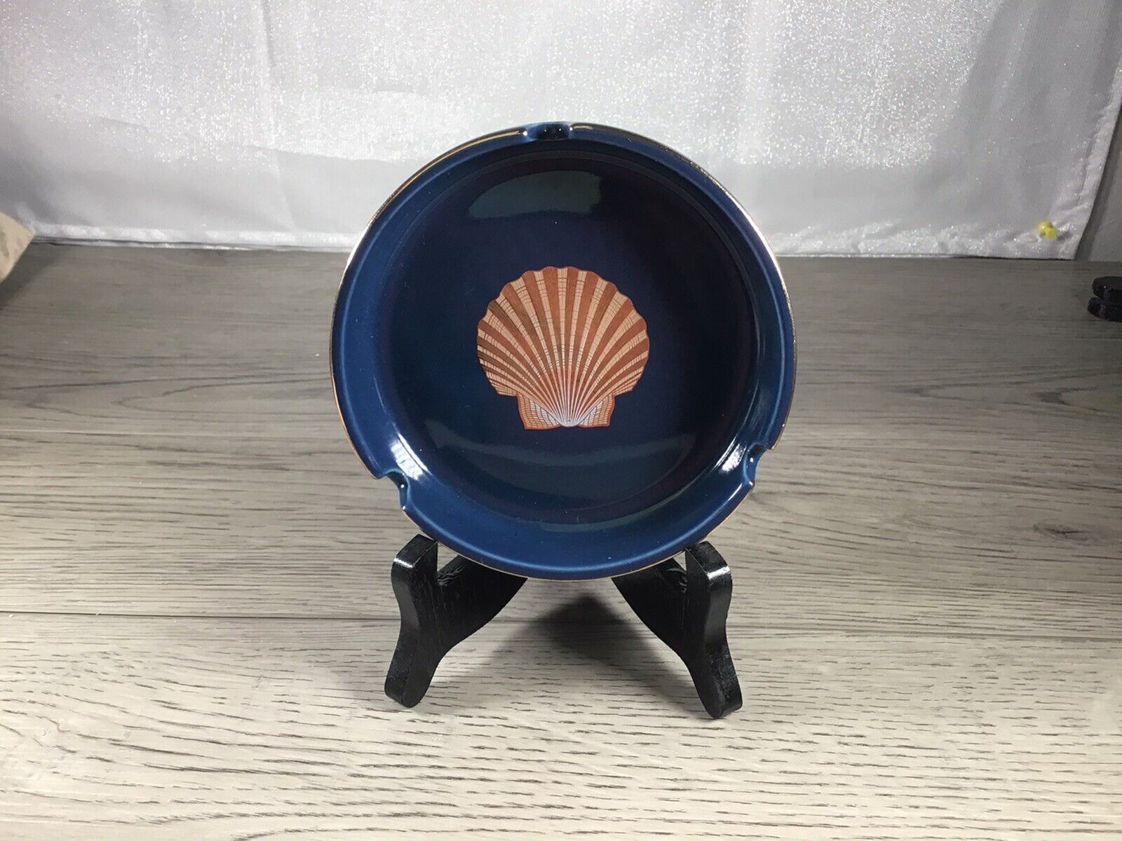 Vintage Navy And Gold Otagiri Ash Tray (Measures 5” Wide)
