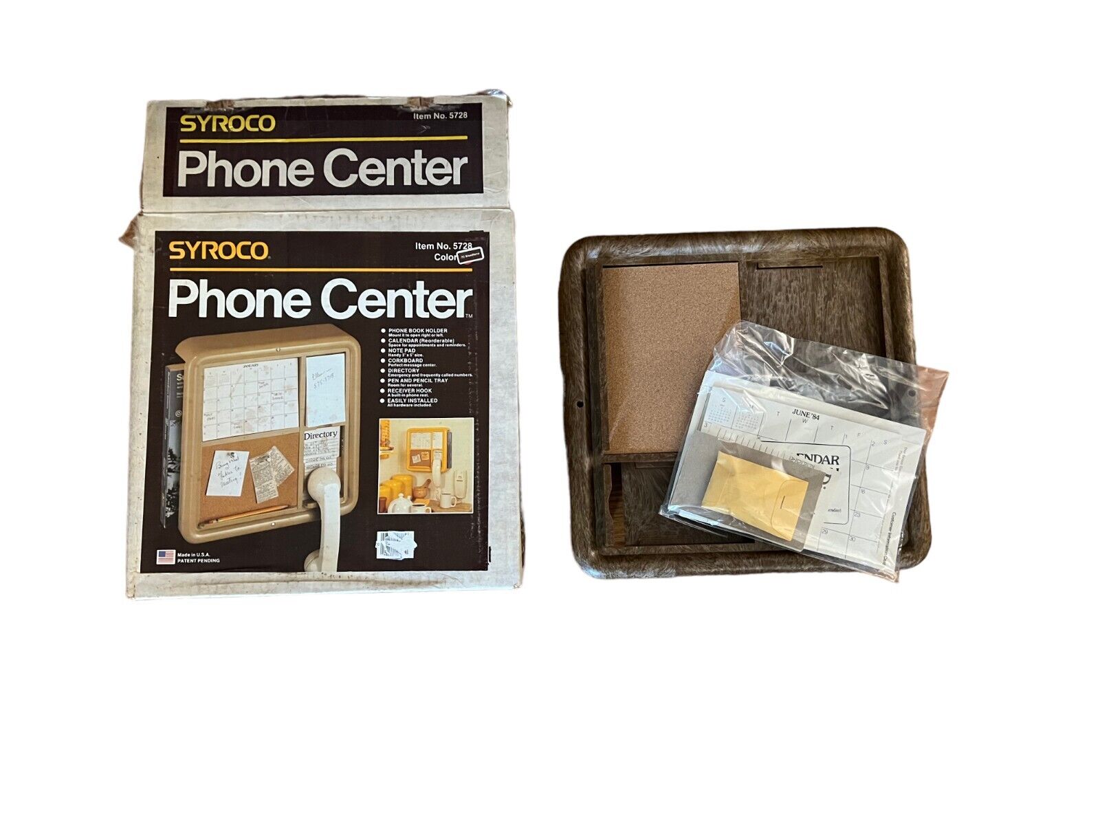 Vintage Syroco Phone Center 1983 Plastic Beige # 5728 Open Box NEW Unused