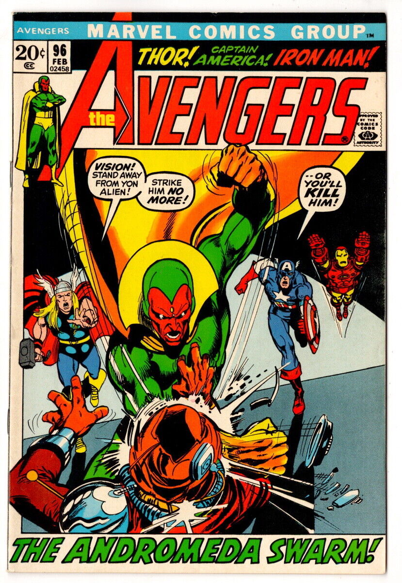 The Avengers #96,Guest-starring Captain Marvel, February .1972 HIGHER GRADE