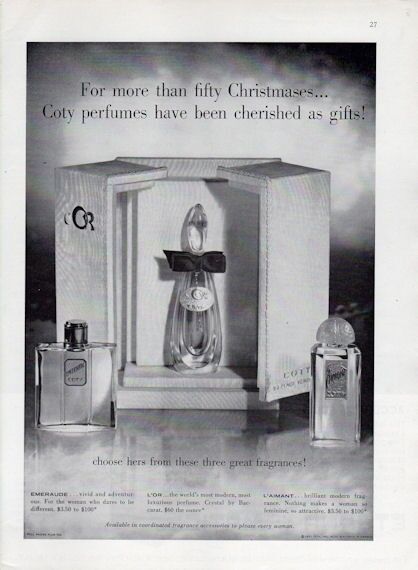 1961 COTY Emeraude-L'OR-L'Aimant Perfume Bottles Vintage Bottles PRINT AD