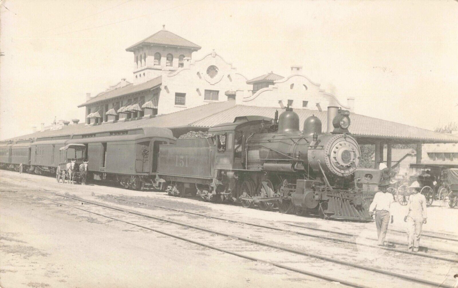 Railroad Depot Laredo Texas TX Train Station c1910 Real Photo RPPC
