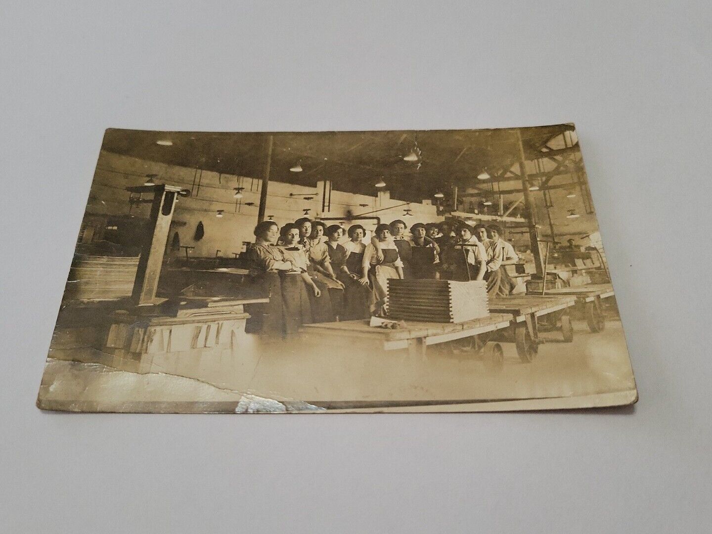 Antique 1910s Real Photo Postcard RPPC Women working in a Factory Pottery? 