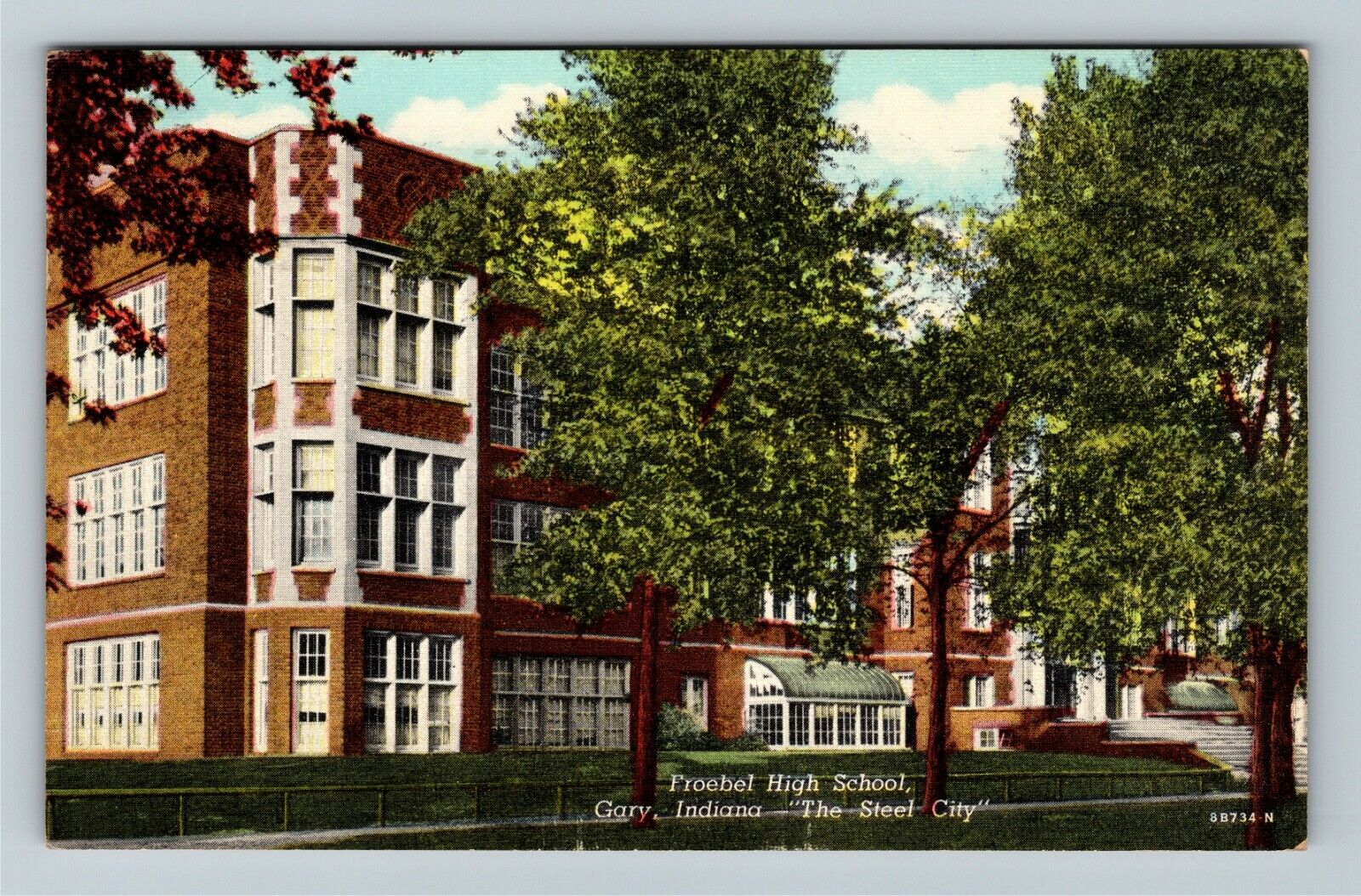 Gary, IN-Indiana, Froebel High School,  c1950 Vintage Postcard
