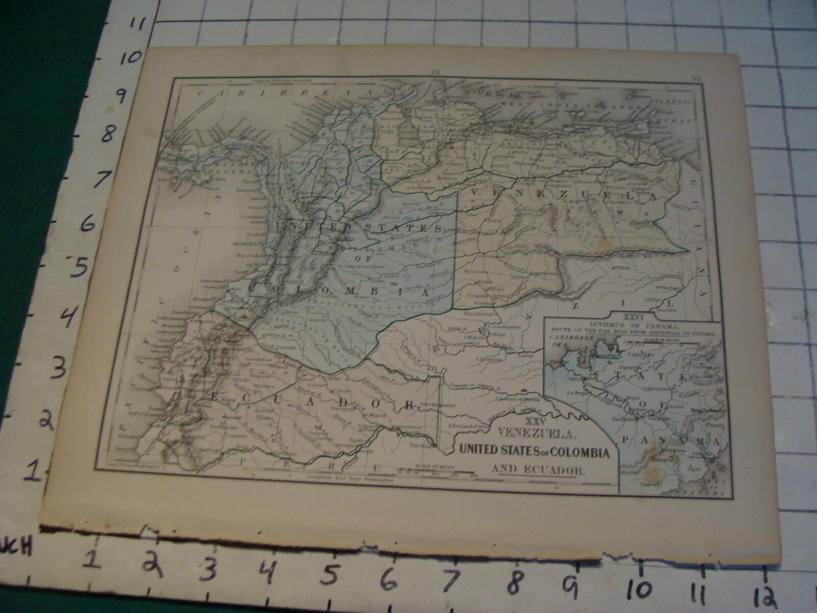 Vintage Original 1866 Mitchell Map: VENEZUELA, COLOMBIA map # 25 aprox 10 X 12\