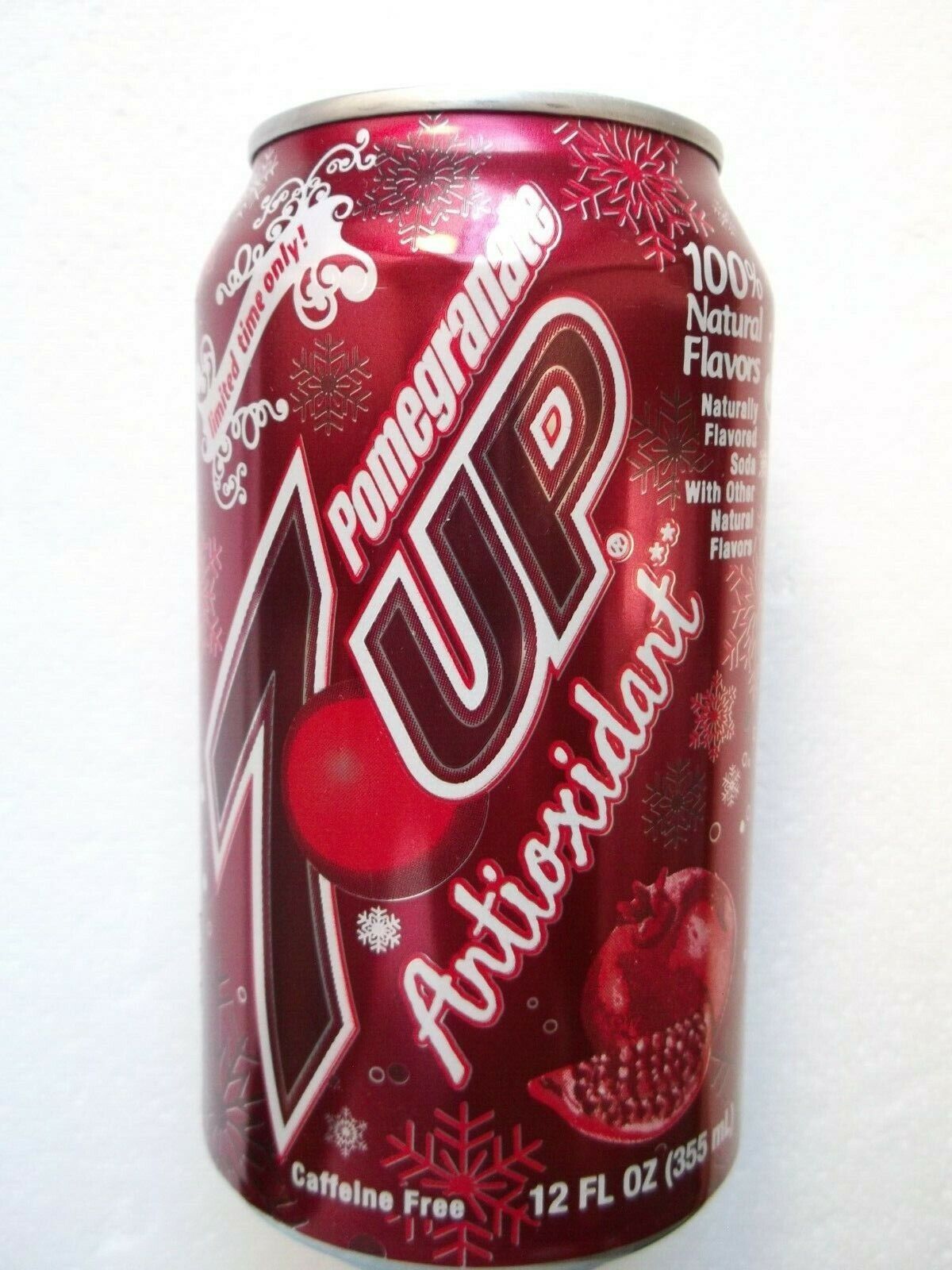 7 UP POMEGRANATE ANTIOXIDANT 2011 USA empty can top opened 355ml