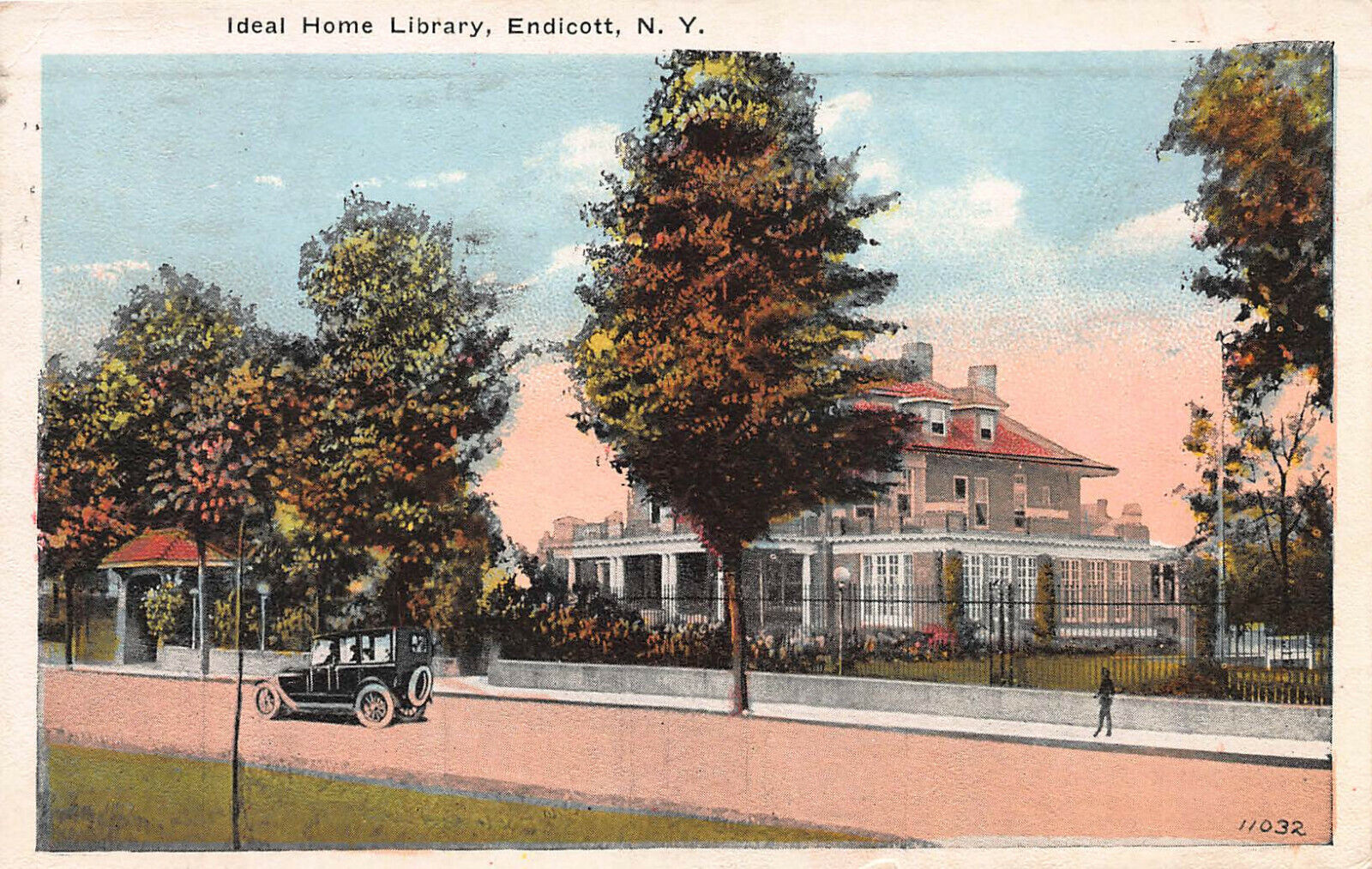Ideal Home Library, Endicott, New York, Early Postcard, Used in 1923