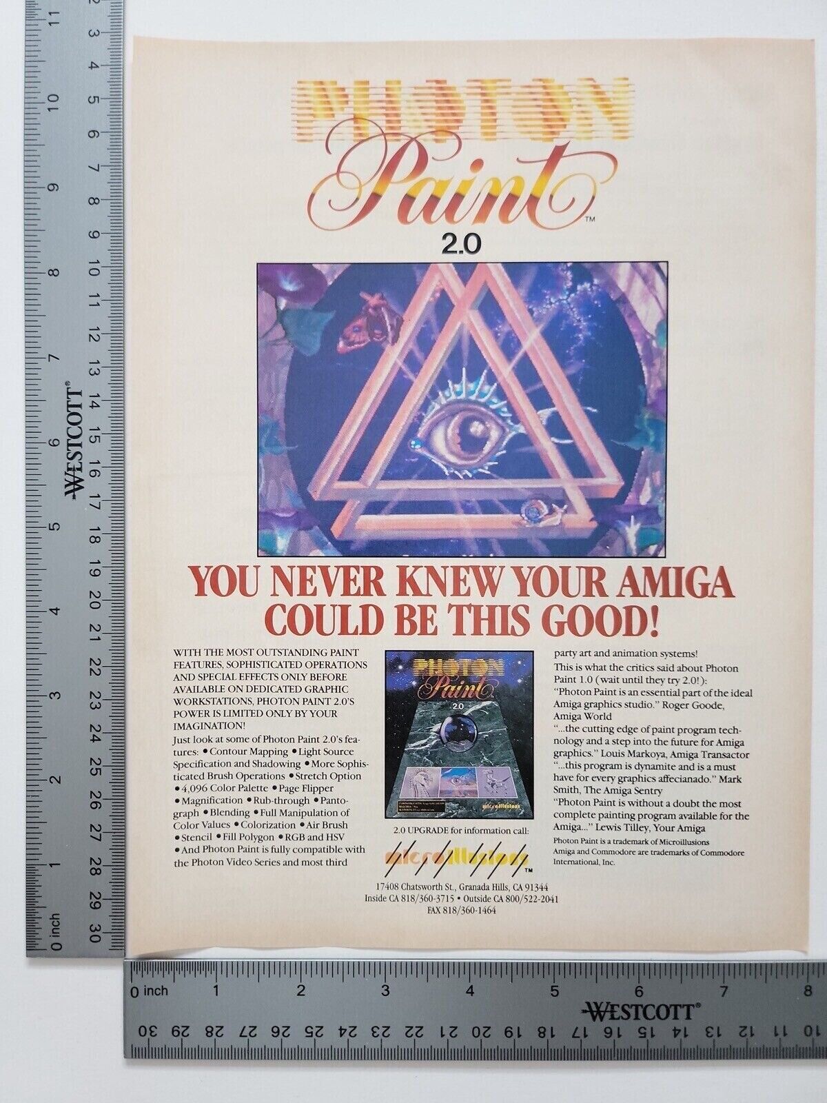Photon Paint 2.0 Amiga Vintage Computer Software Print Advertisement