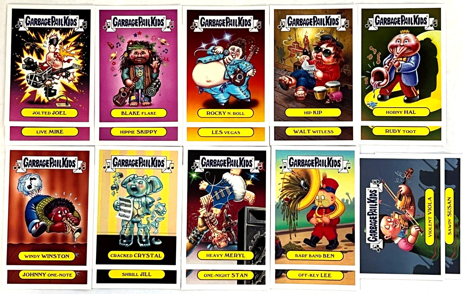 2017 Garbage Pail Kids Battle of the Bands Classic Rock 20-Card Complete Set GPK