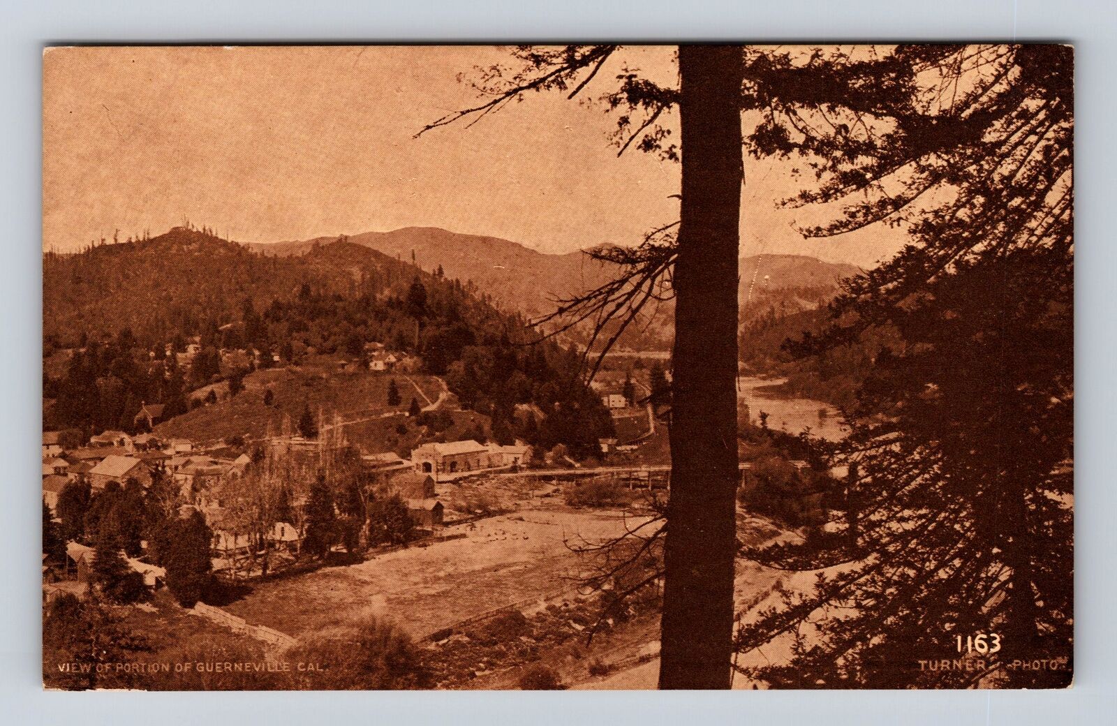 Guerneville CA-California, Scenic View Overlooking, Antique, Vintage Postcard