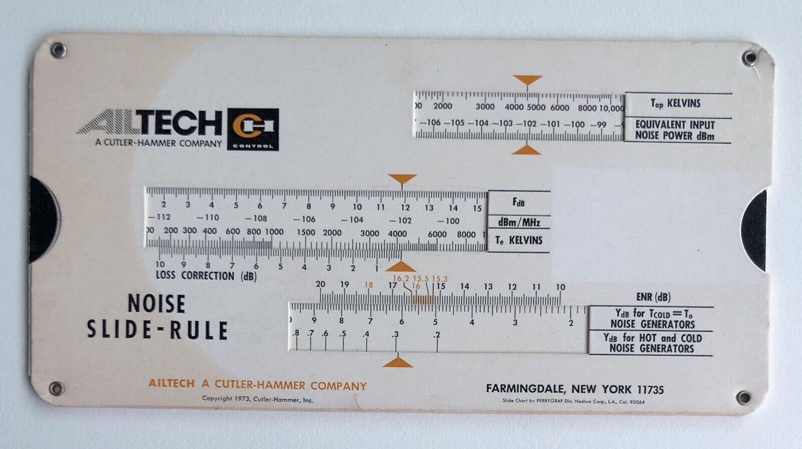 Vintage AILTECH Cutler-Hammer Inc. Company Noise 1973 Calculator Slide Rule USA