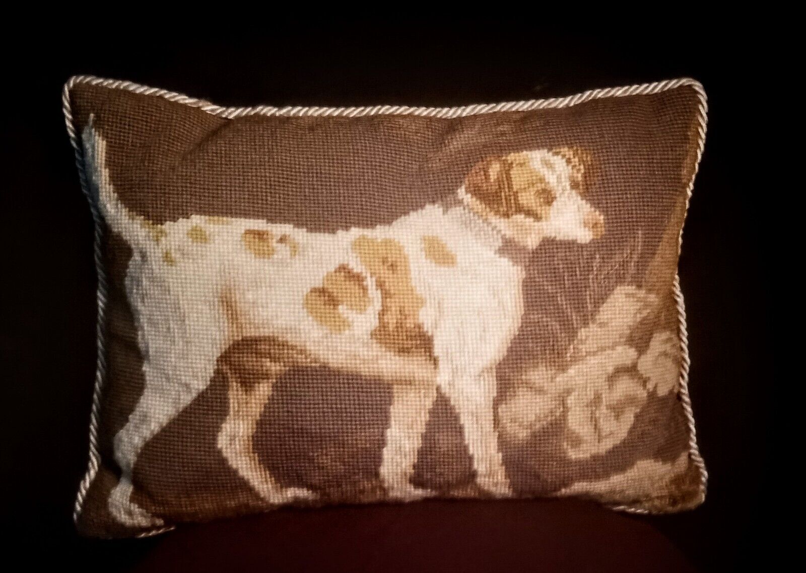 Vintage Katha Diddel Needlepoint Bernard Mountain Dog Pillow