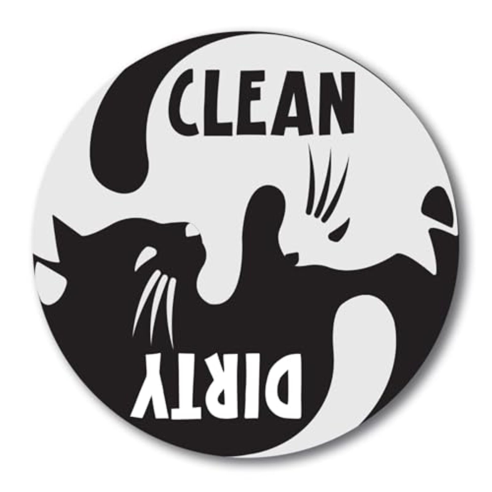 Clean Dirty Cat Dishwasher Indicator Magnet Decal, 5 Inch, Kitchen Magnet