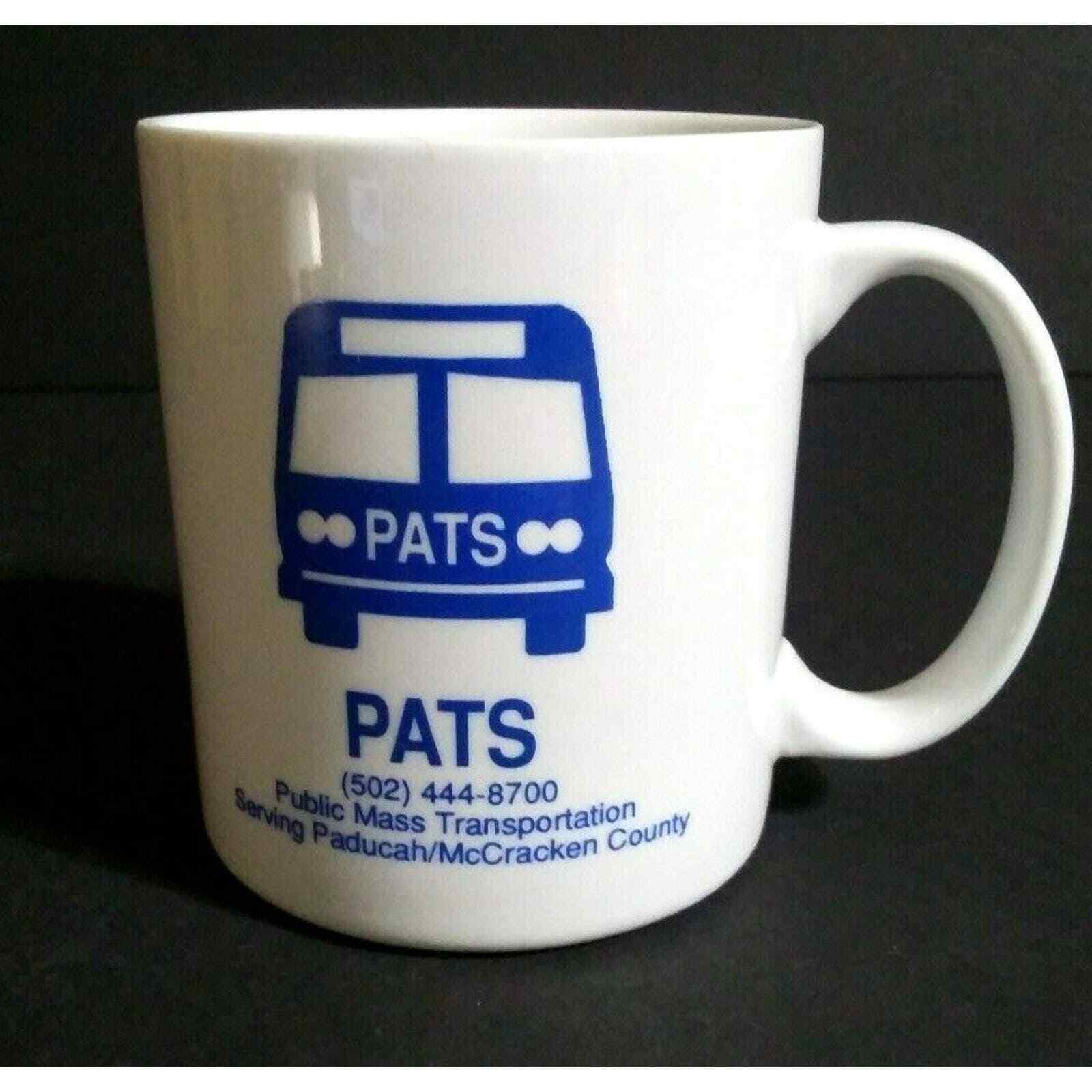 Pats Bus Service Mass Transit Paducah KY Coffee Cup Mug White Blue