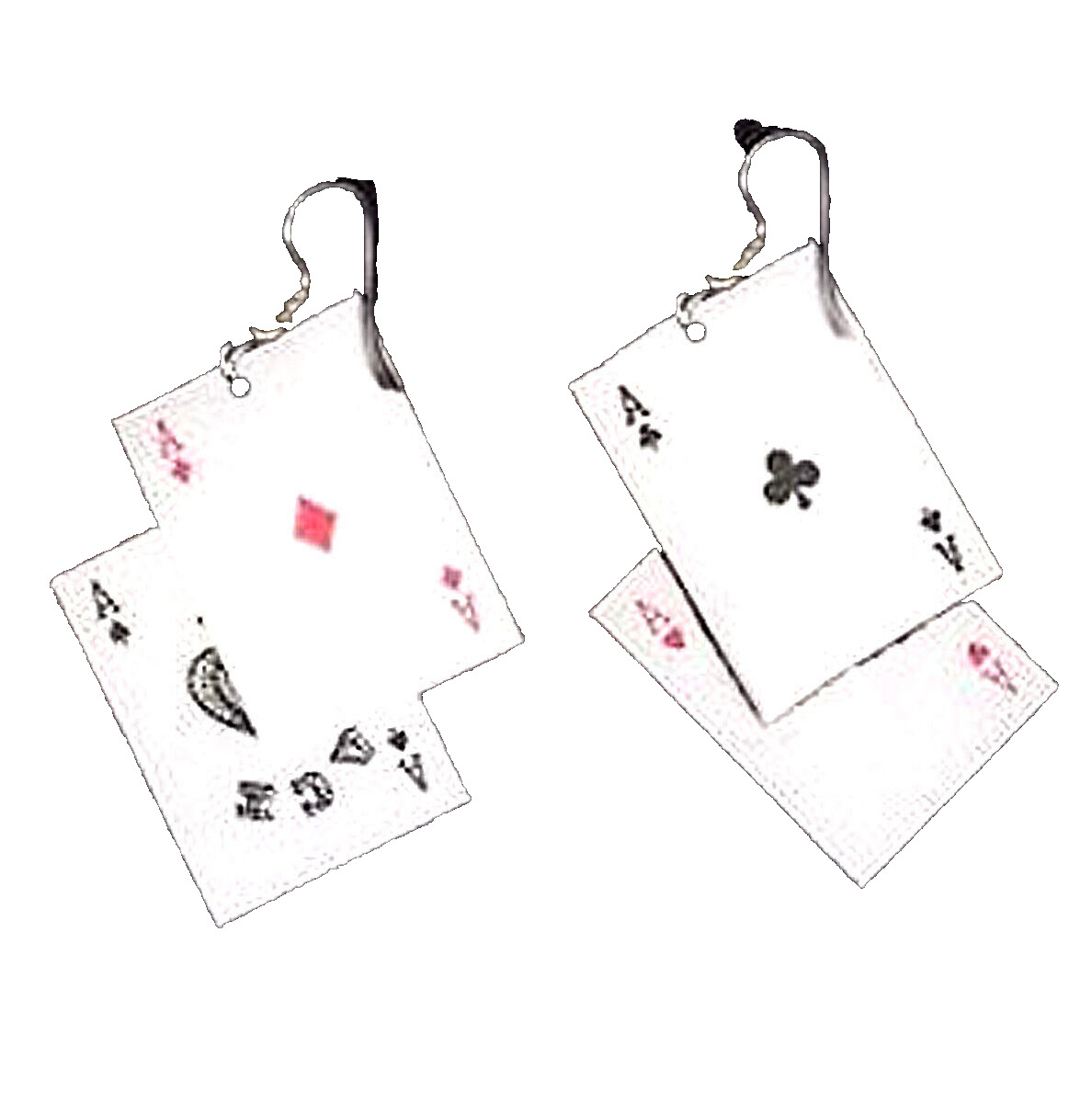 Funky ACES PLAYING CARD EARRINGS Punk Poker Hand Game Casino Fun Costume Jewelry