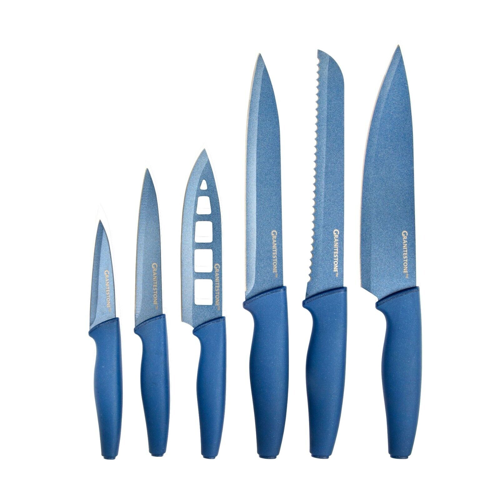 Granitestone NutriBlade Knife Set - Easy Grip High-Grade Stainless Blades - Blue